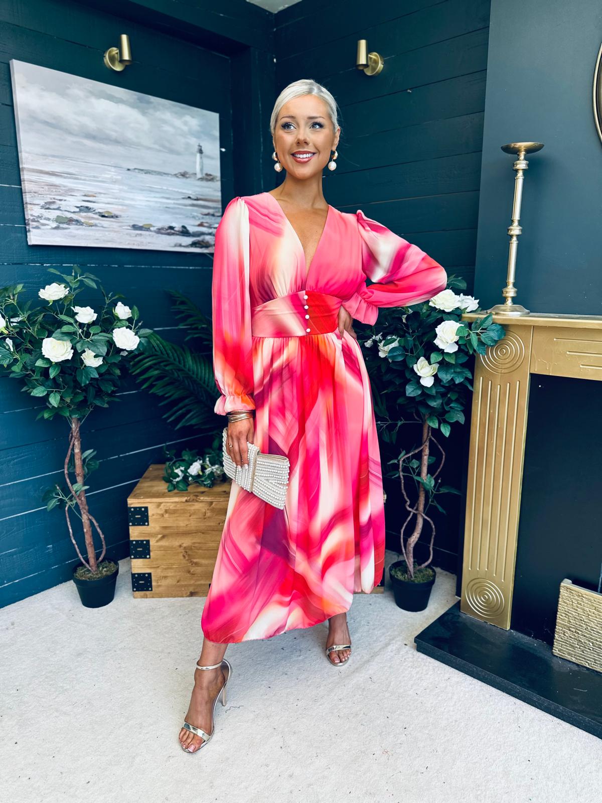 Bailey Banded Midi Dress Ruby