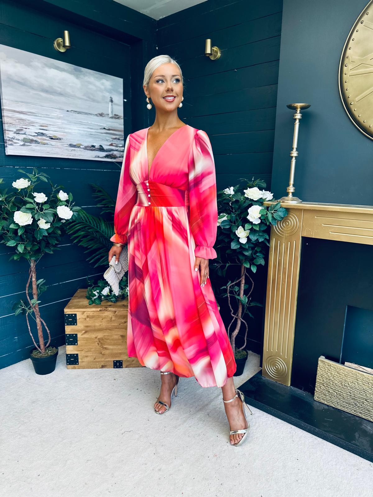 Bailey Banded Midi Dress Ruby