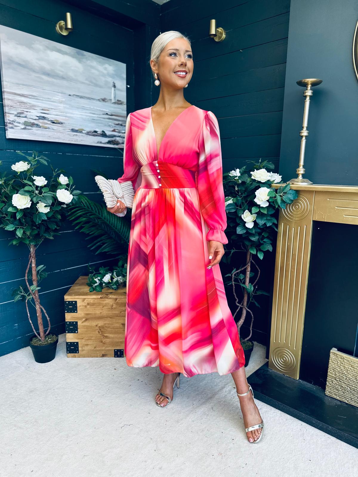 Bailey Banded Midi Dress Ruby