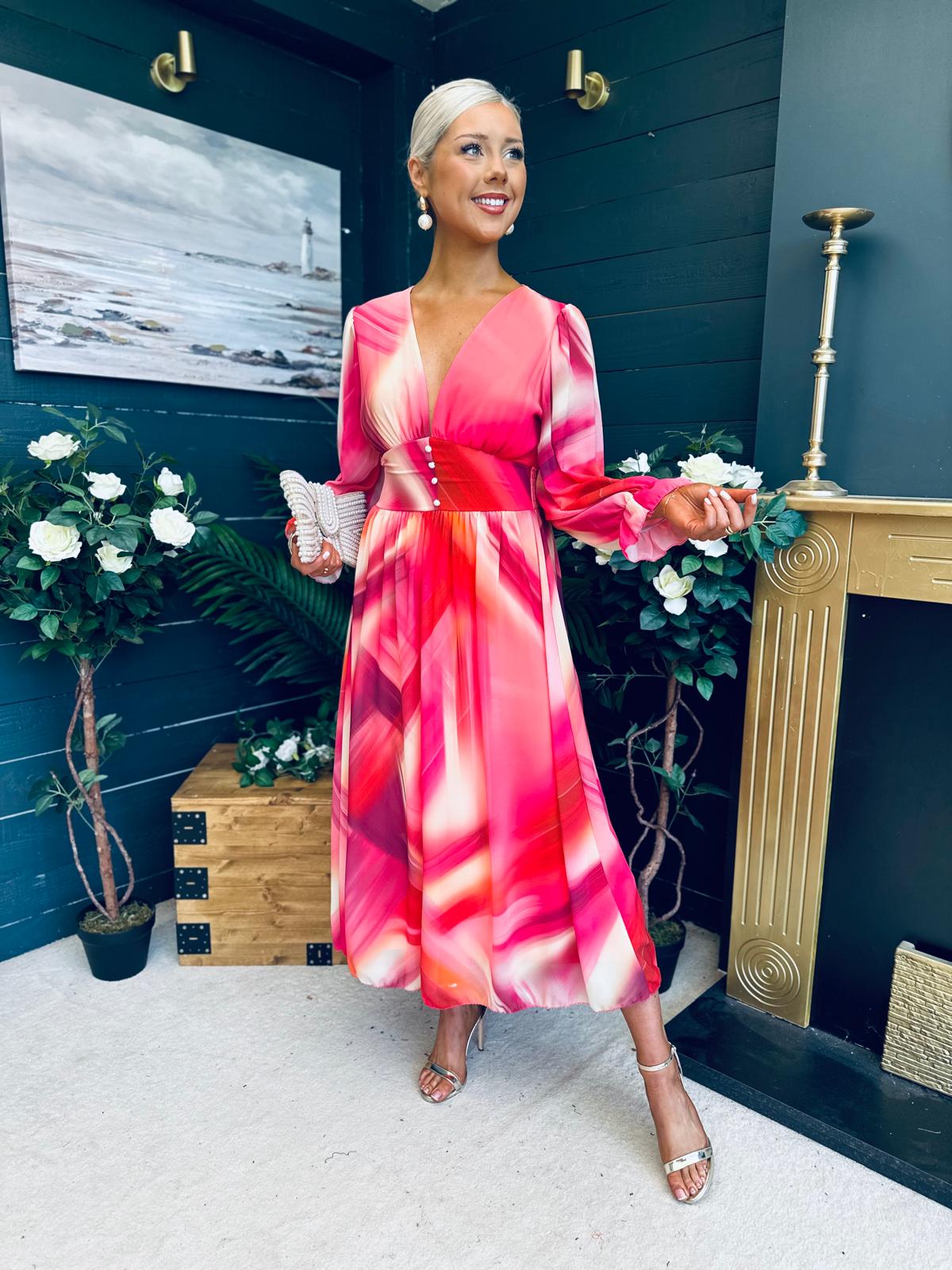 Bailey Banded Midi Dress Ruby