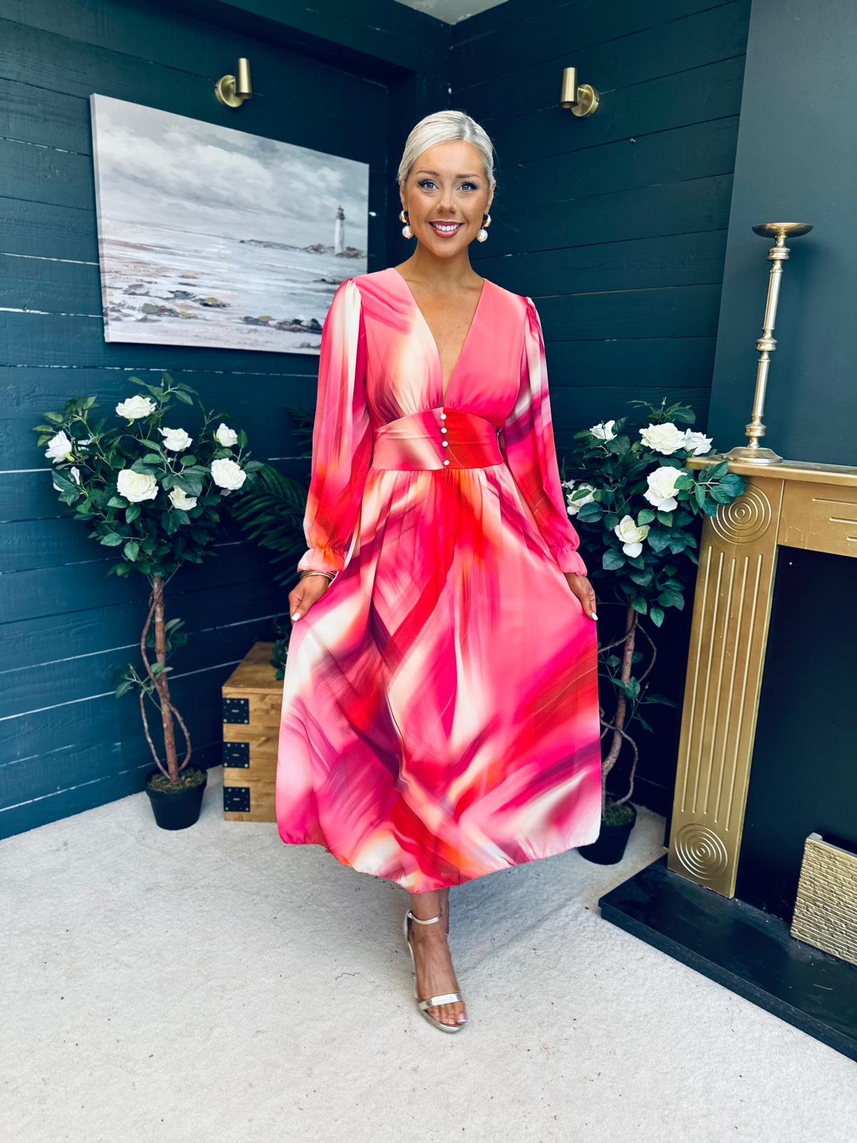 Bailey Banded Midi Dress Ruby