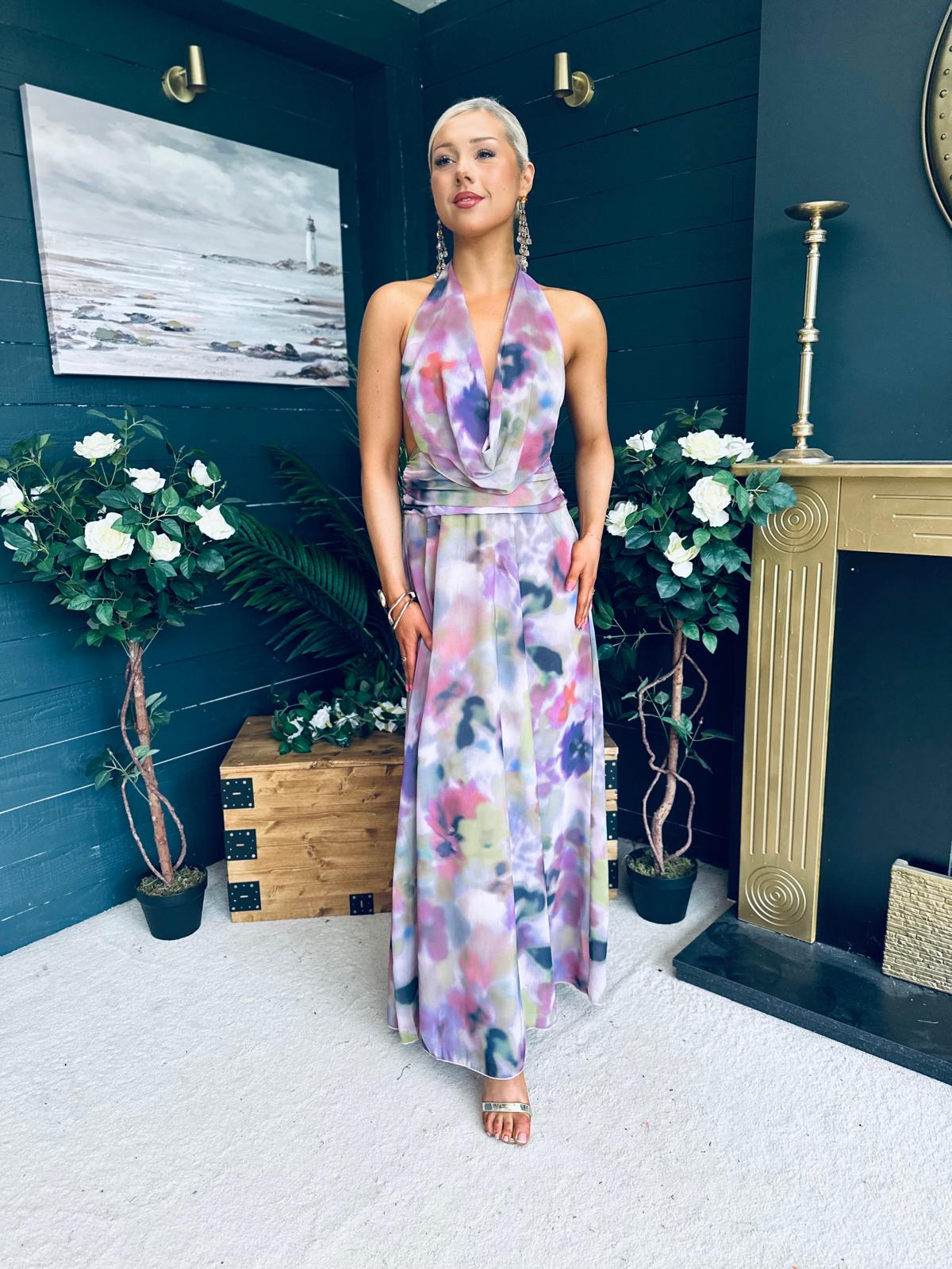 Carrie Halterneck Occasion Dress Lilac