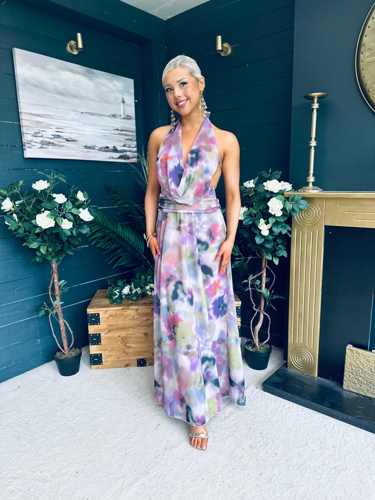 Carrie Halterneck Occasion Dress Lilac