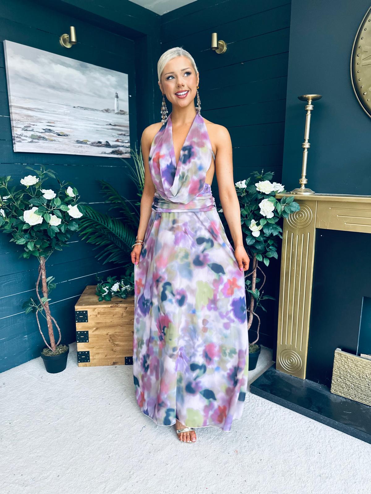 Carrie Halterneck Occasion Dress Lilac
