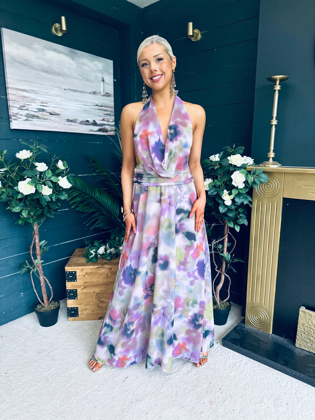 Carrie Halterneck Occasion Dress Lilac