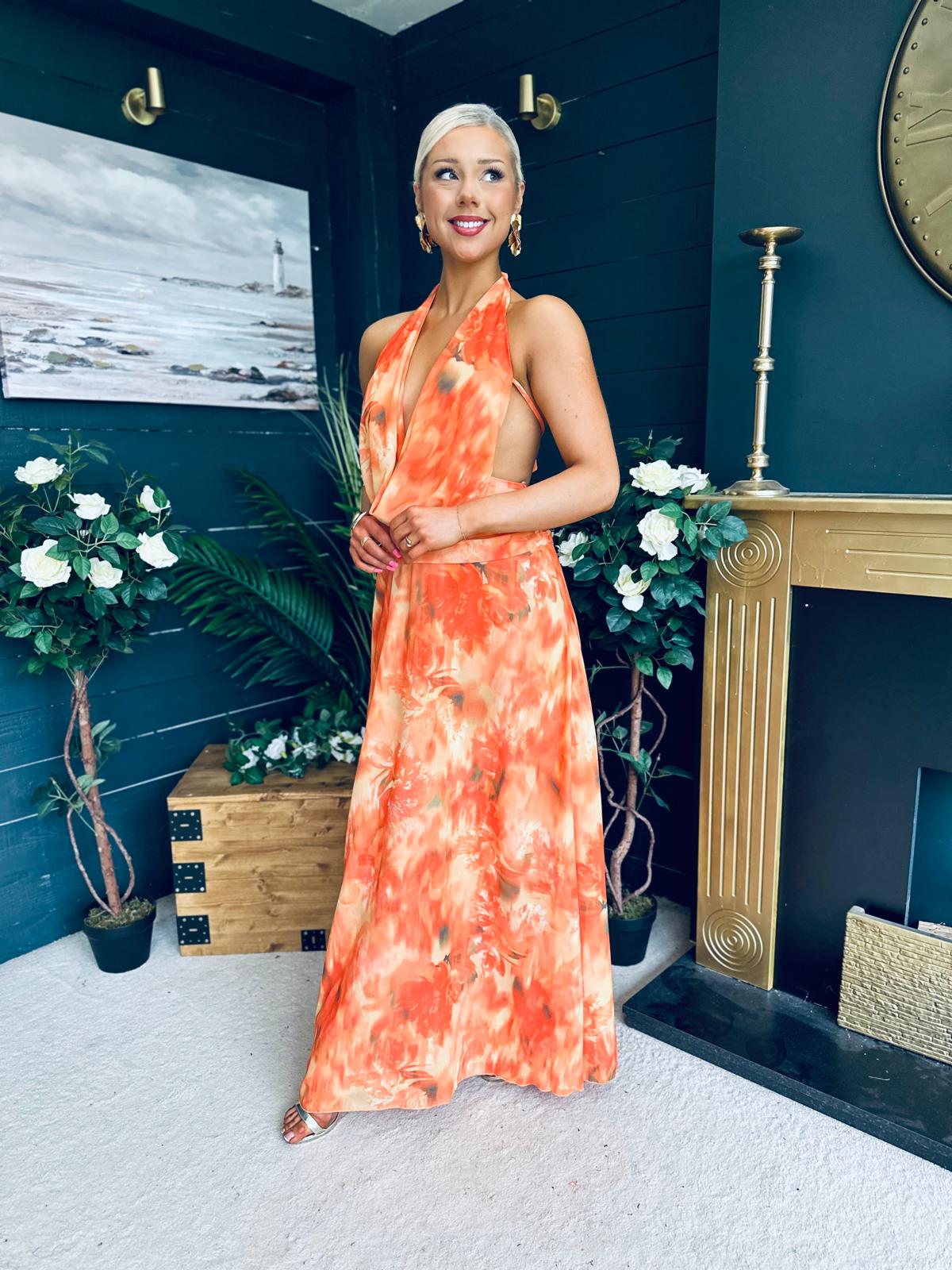 Carrie Halterneck Occasion Dress Amber