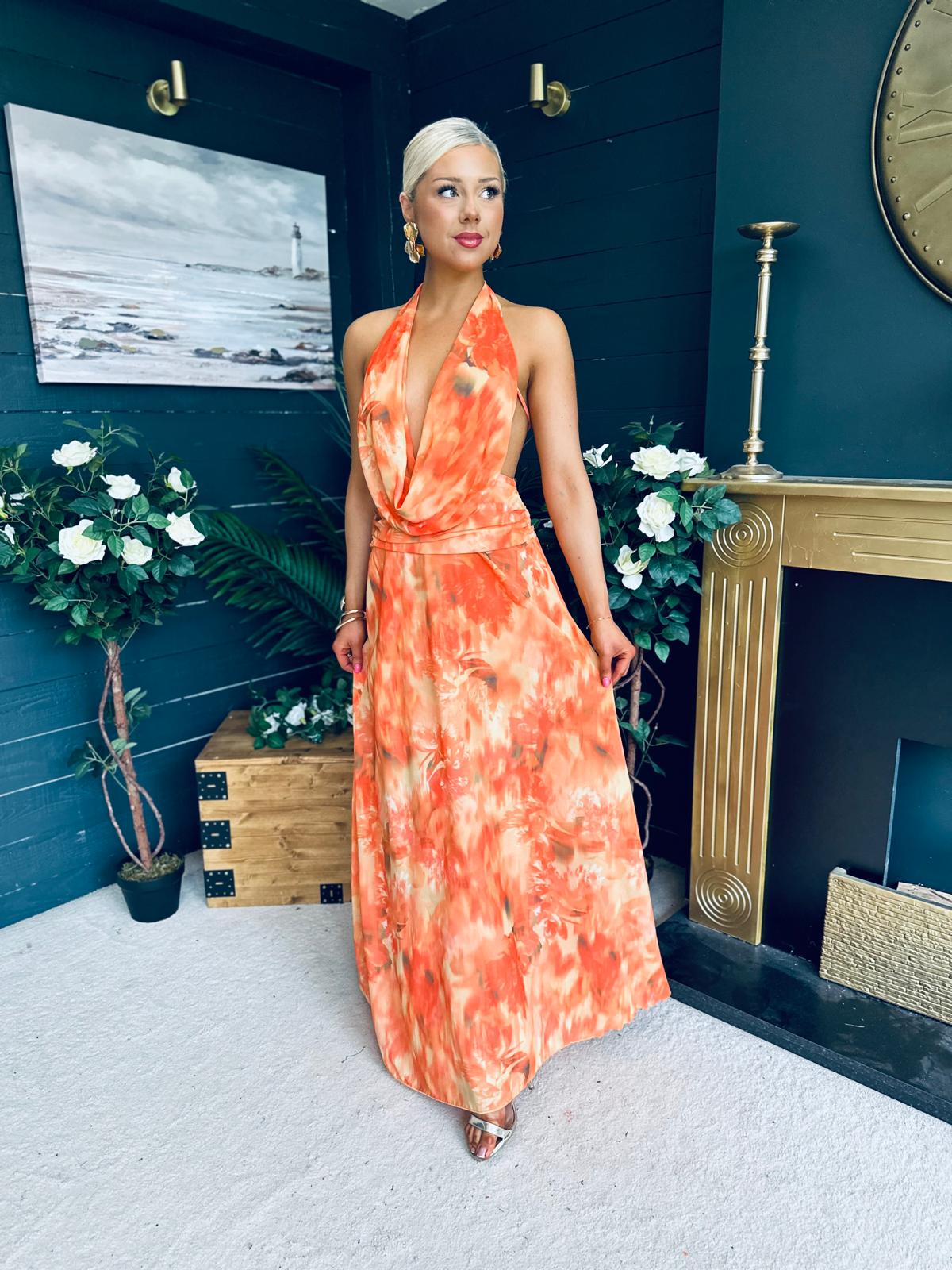 Carrie Halterneck Occasion Dress Amber
