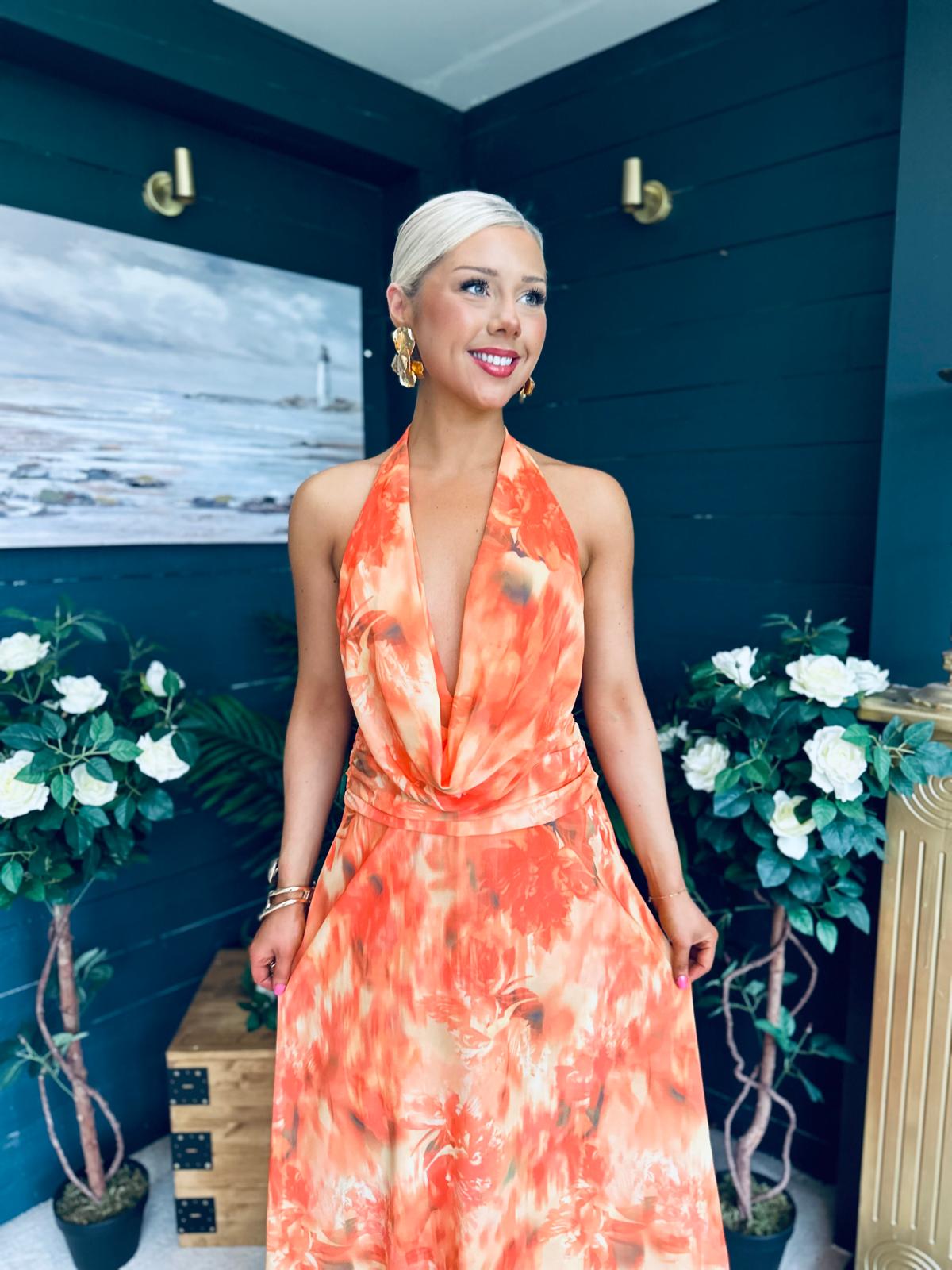 Carrie Halterneck Occasion Dress Amber