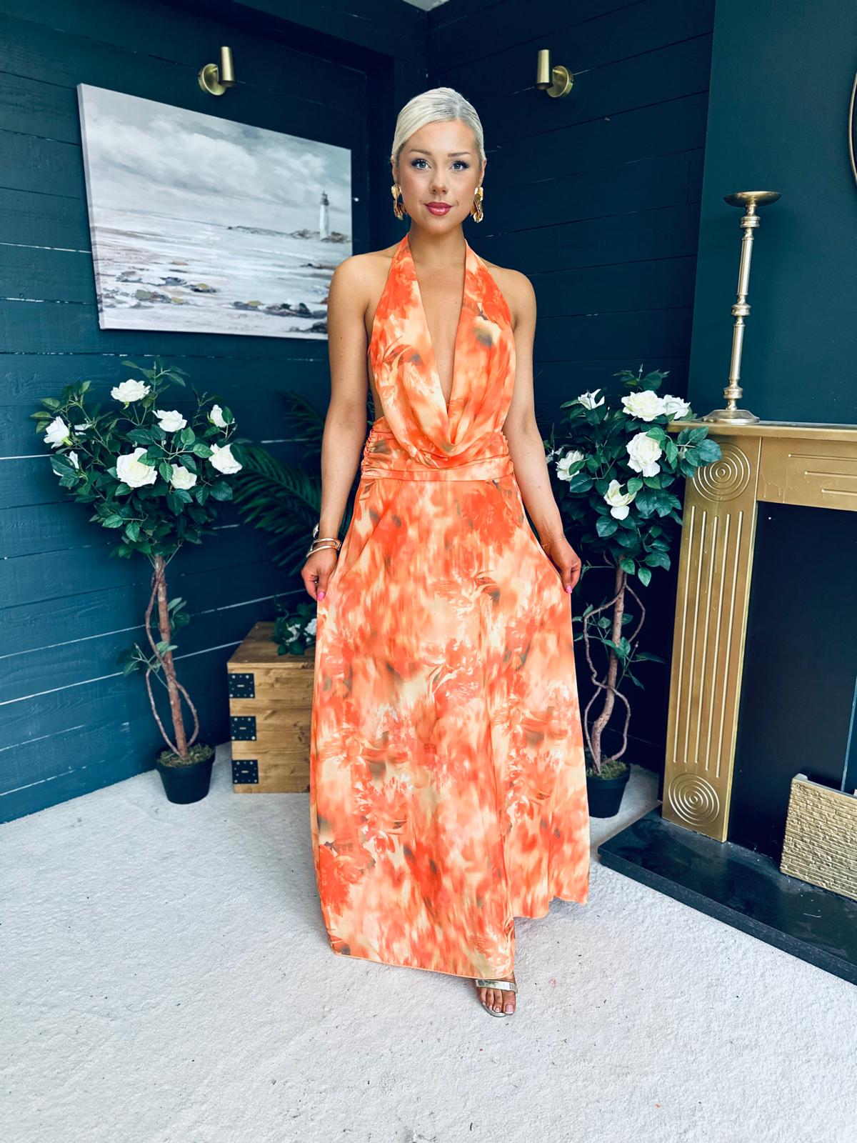 Carrie Halterneck Occasion Dress Amber