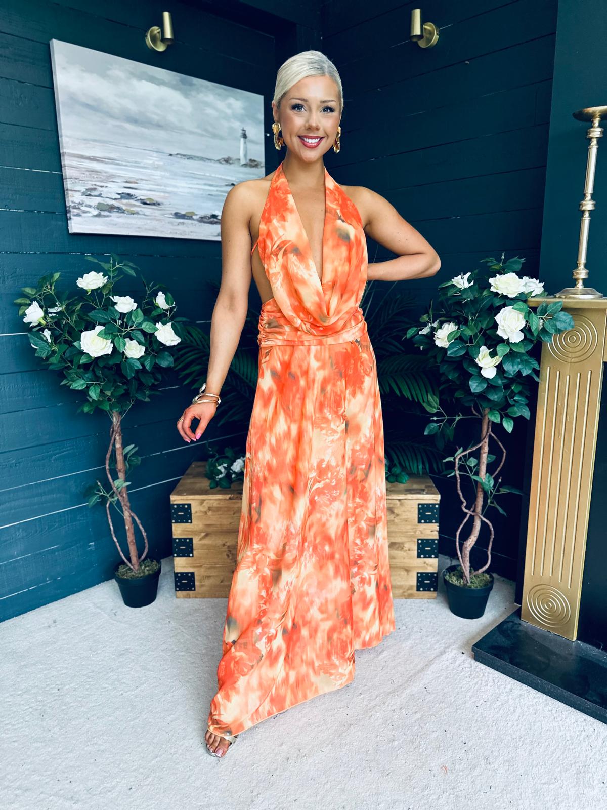 Carrie Halterneck Occasion Dress Amber