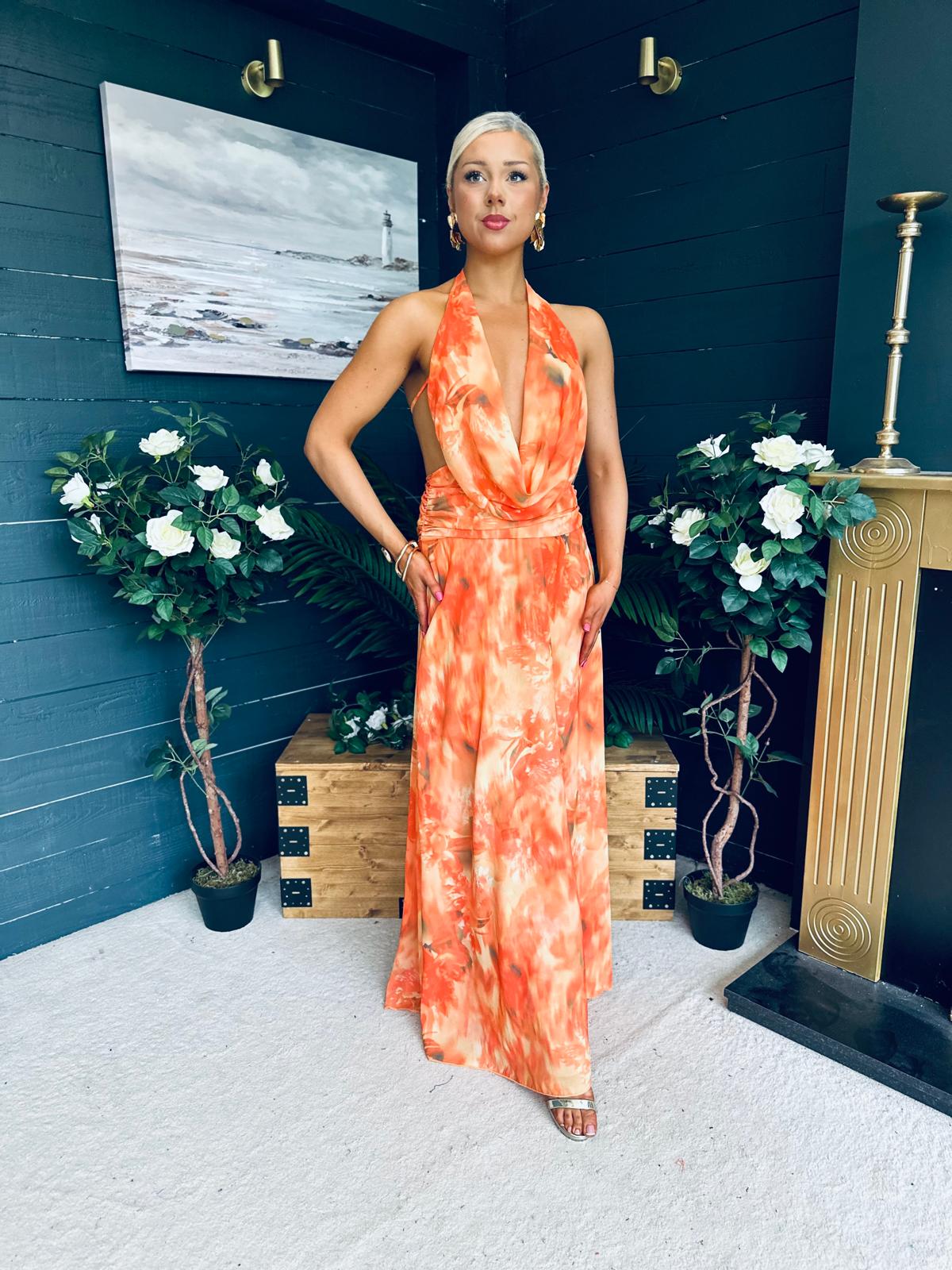 Carrie Halterneck Occasion Dress Amber