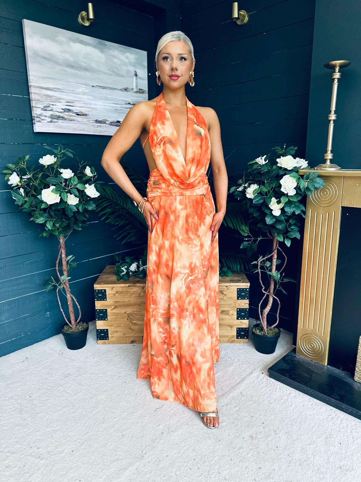 Carrie Halterneck Occasion Dress Amber