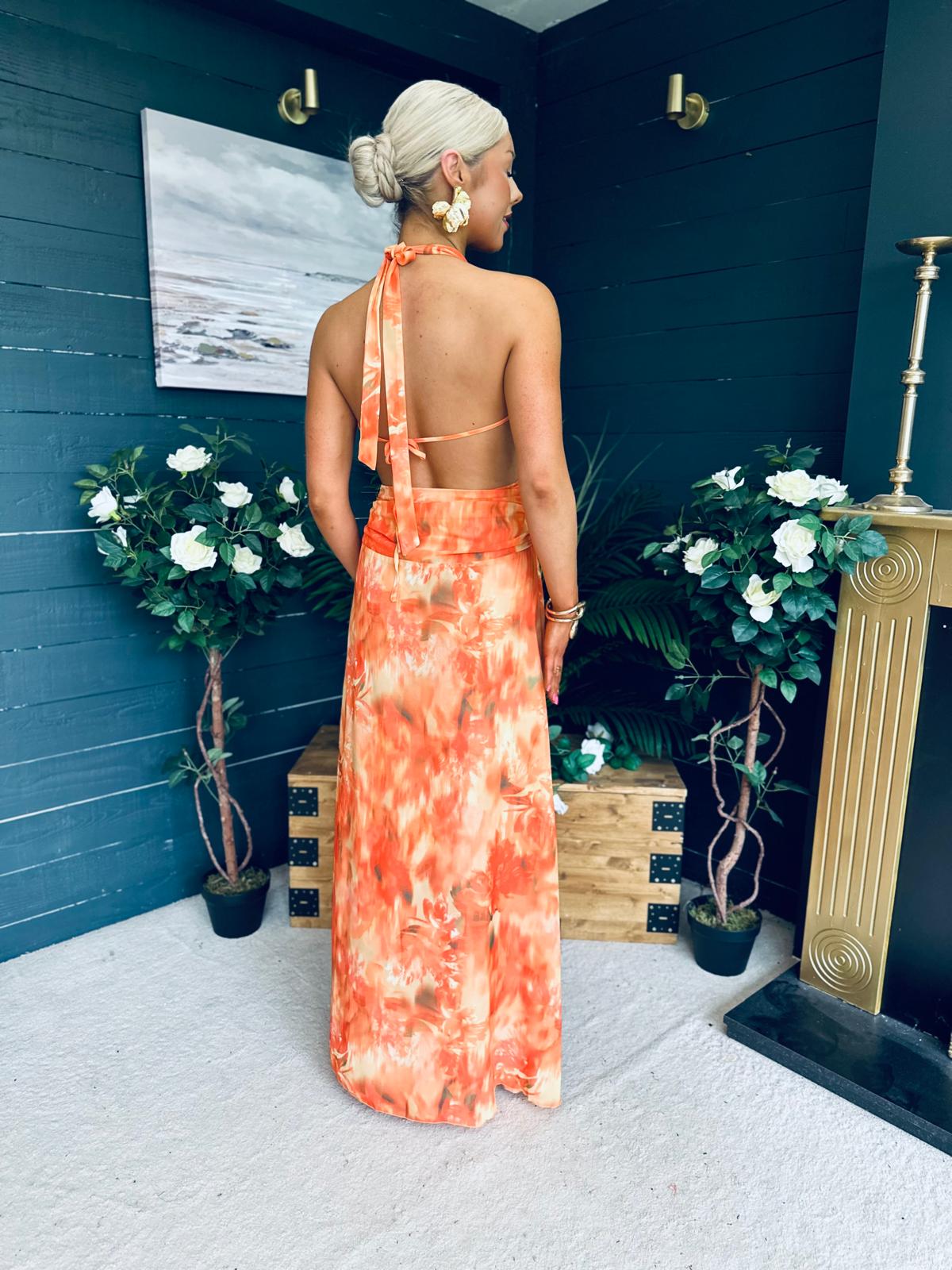 Carrie Halterneck Occasion Dress Amber