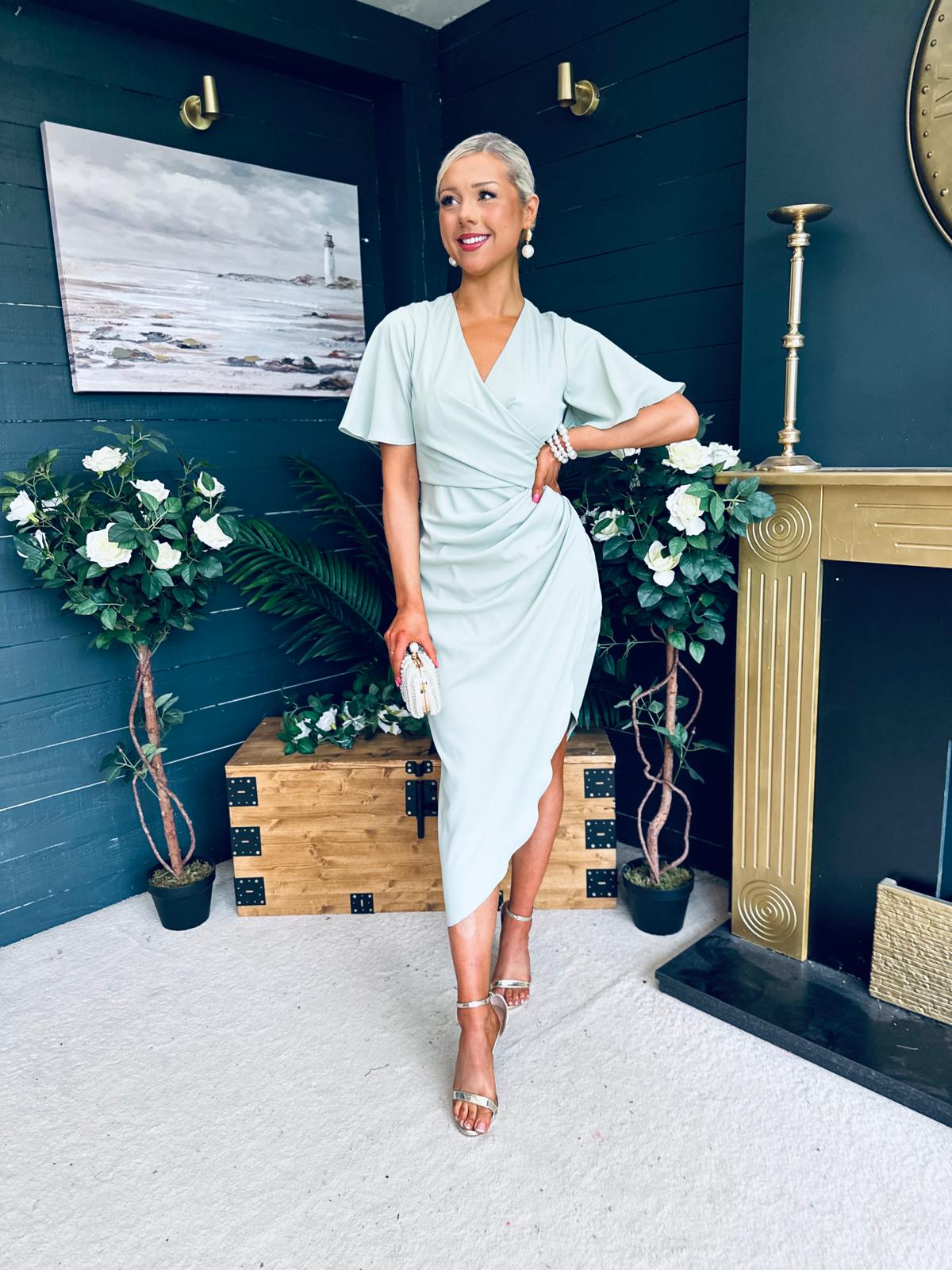 Natasha Angel Sleeve Midi Dress Sage