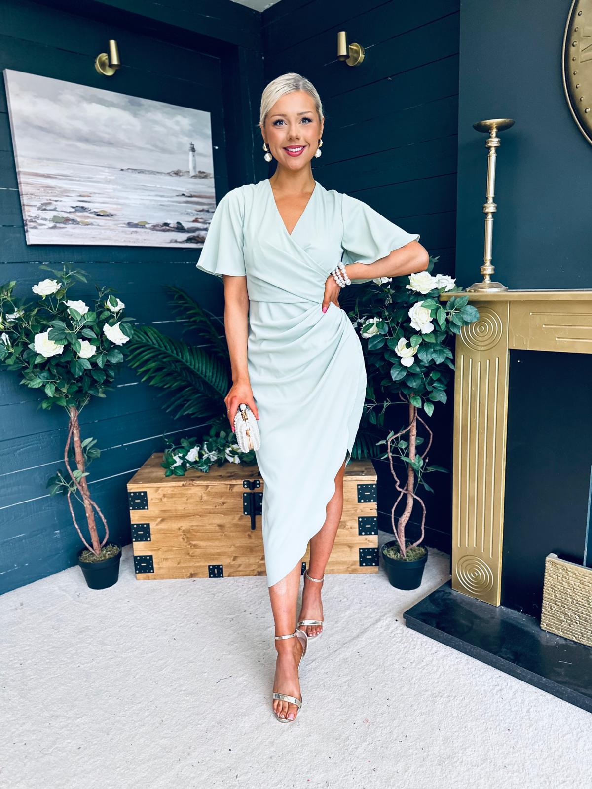 Natasha Angel Sleeve Midi Dress Sage