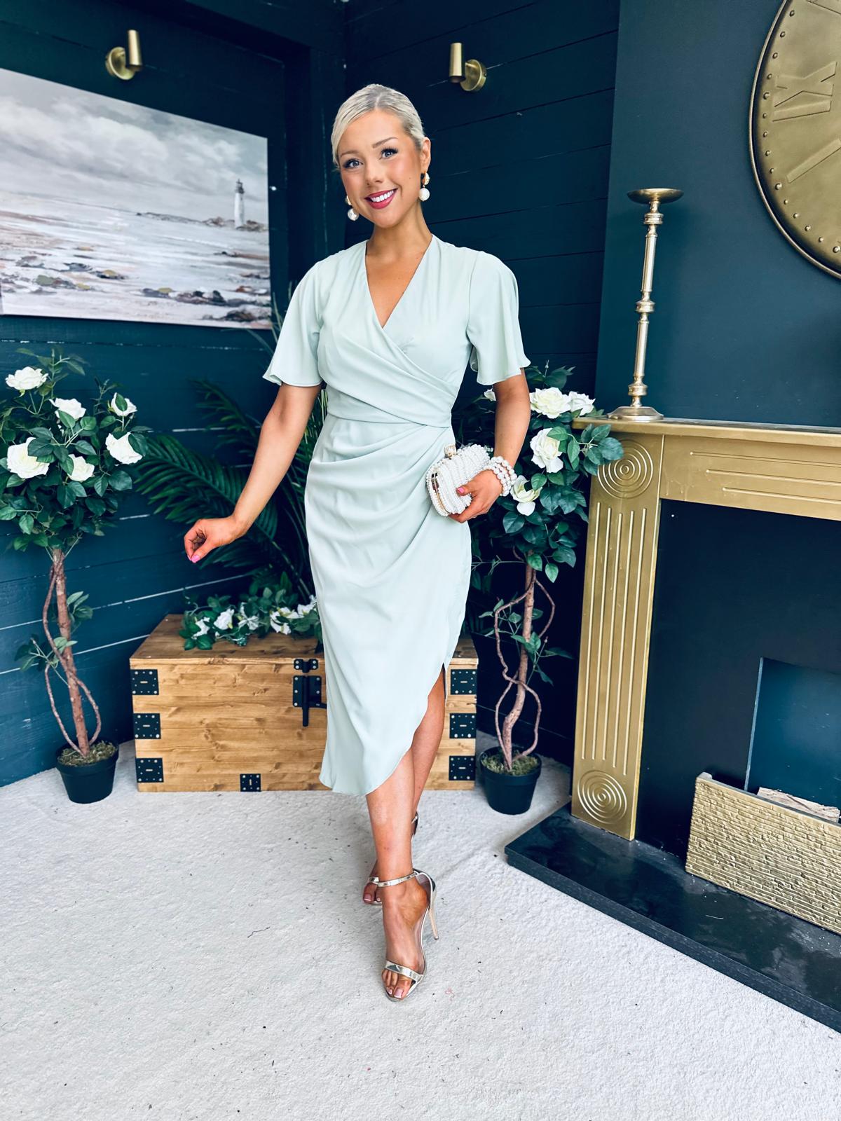 Natasha Angel Sleeve Midi Dress Sage