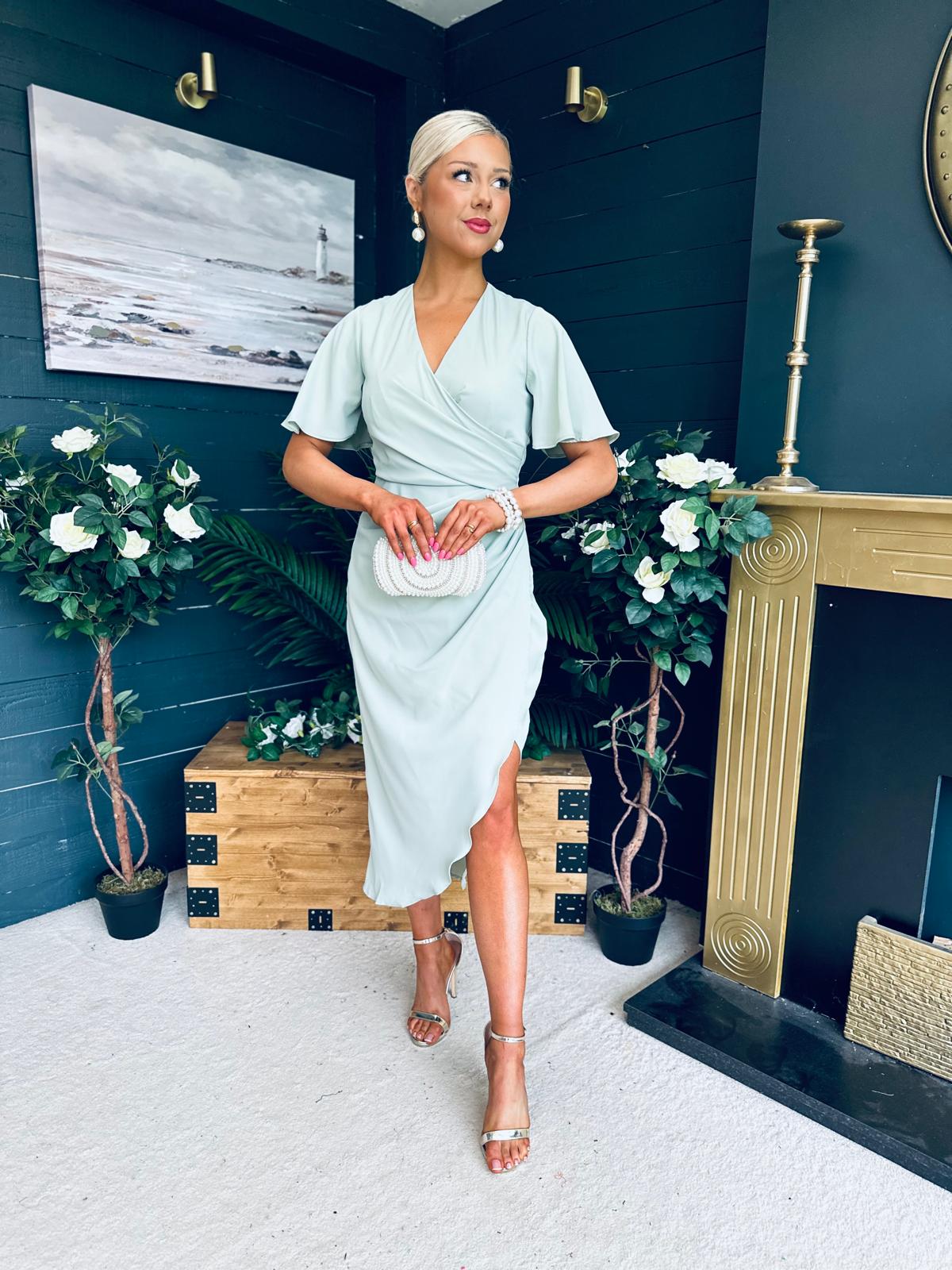 Natasha Angel Sleeve Midi Dress Sage