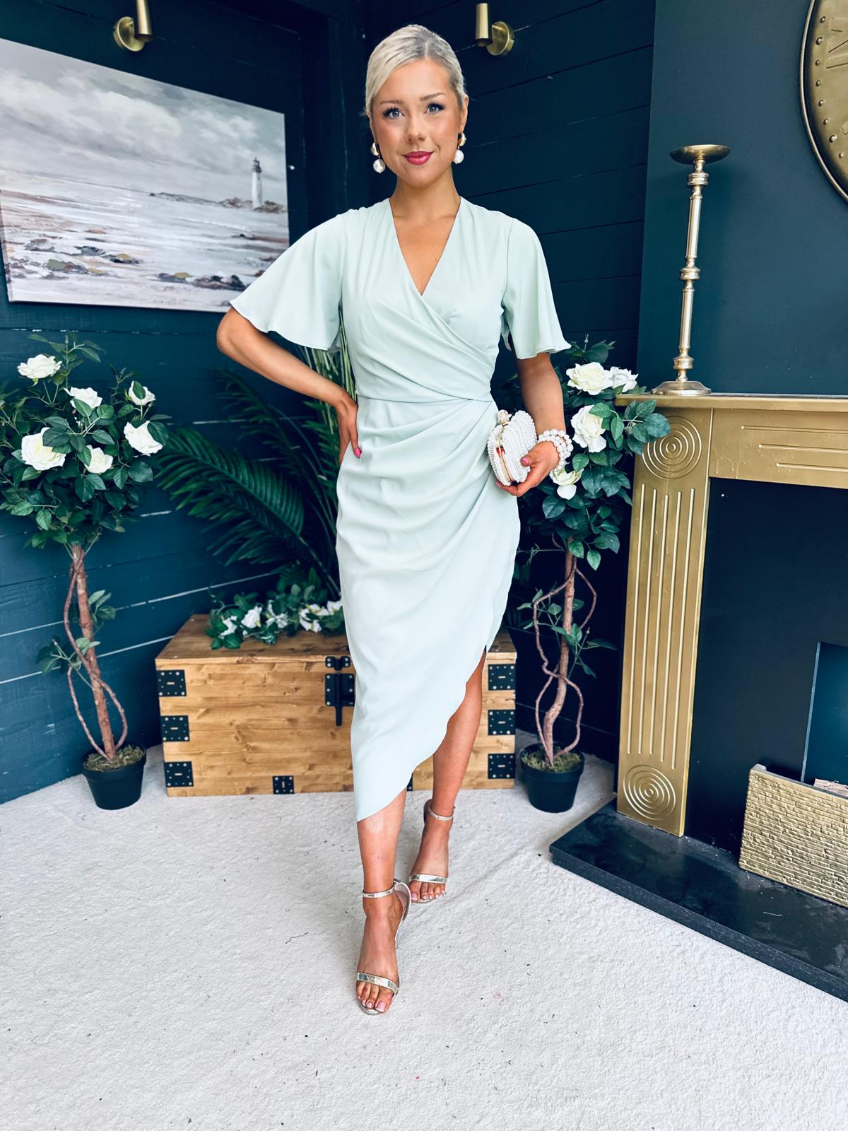 Natasha Angel Sleeve Midi Dress Sage