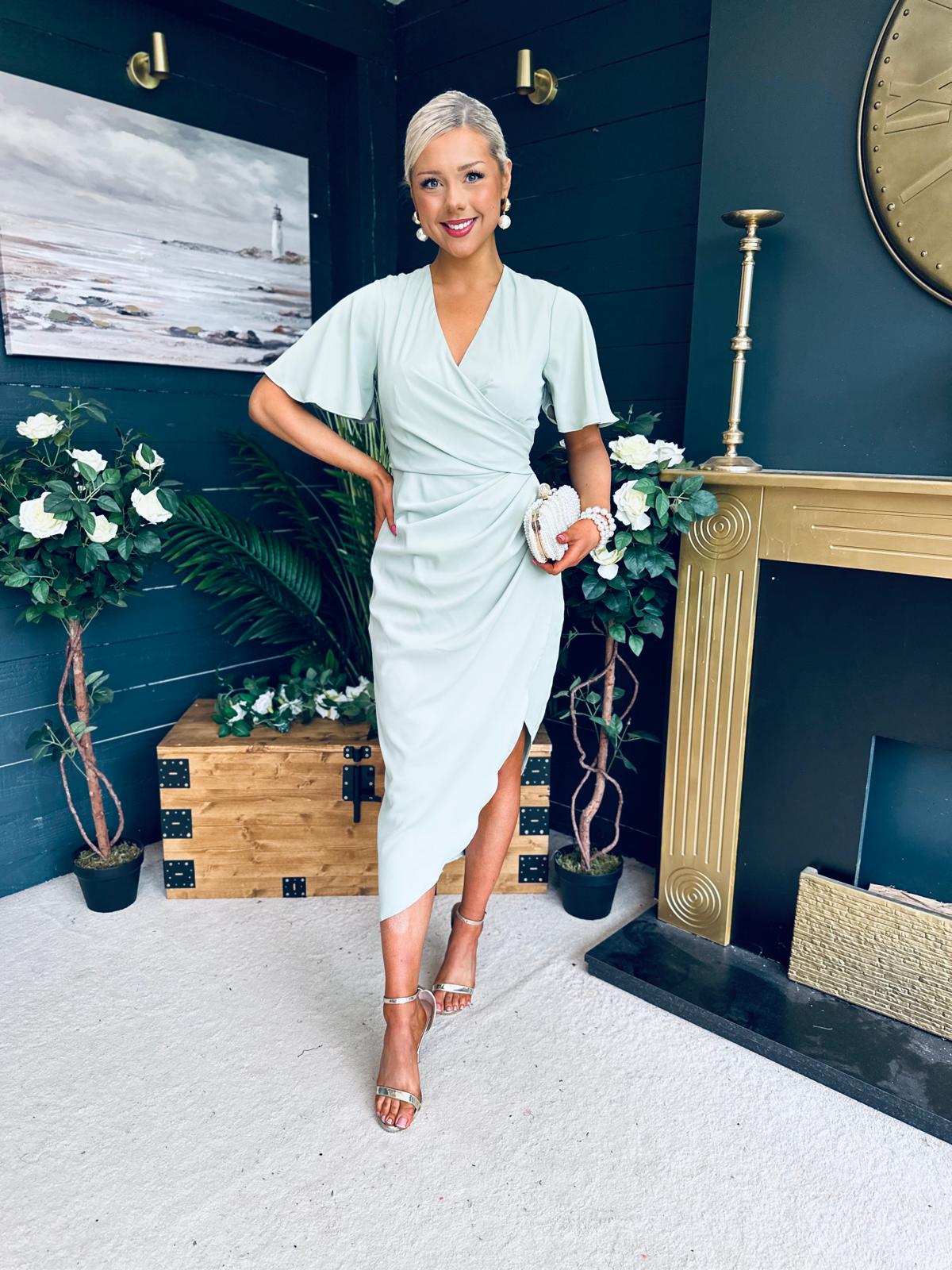 Natasha Angel Sleeve Midi Dress Sage