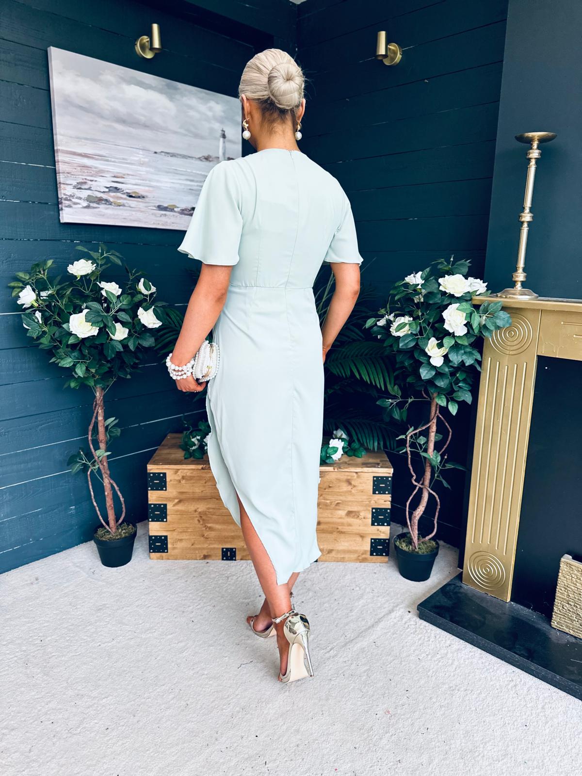 Natasha Angel Sleeve Midi Dress Sage
