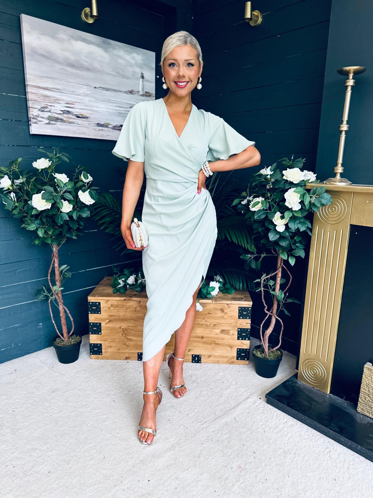 Natasha Angel Sleeve Midi Dress Sage