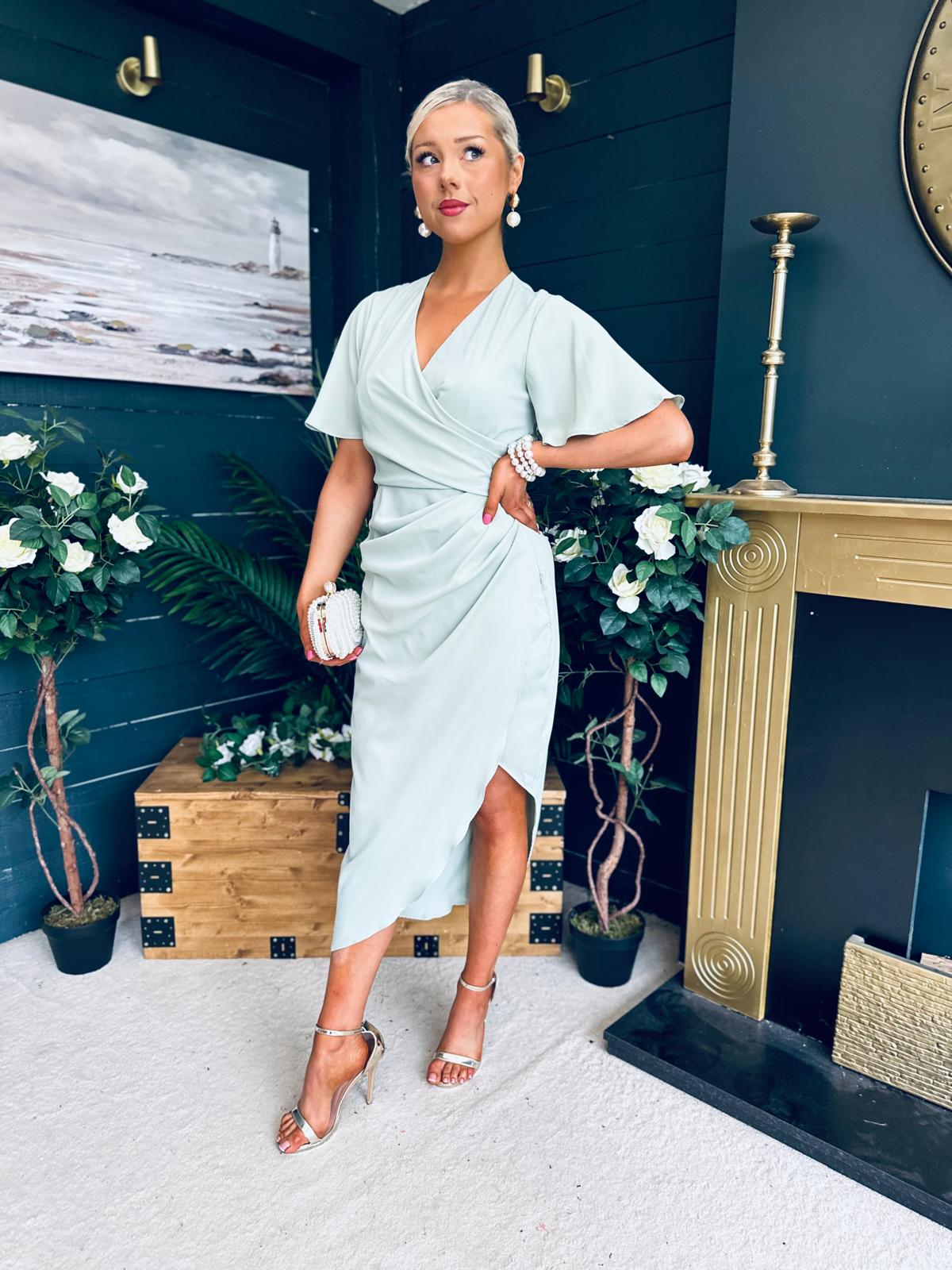 Natasha Angel Sleeve Midi Dress Sage