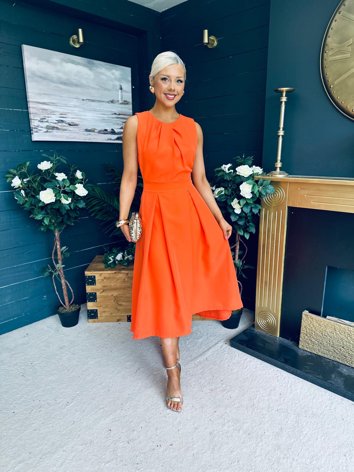 Jean Detailed Occasion Dress Orange