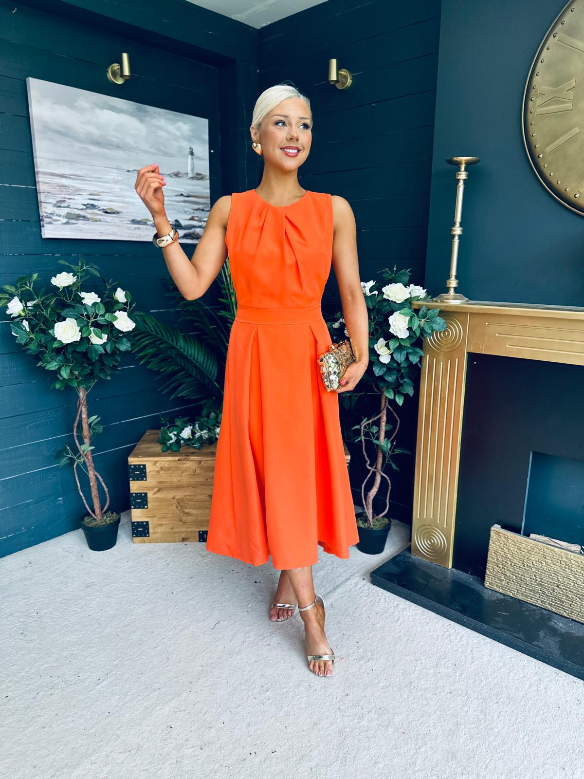 Jean Detailed Occasion Dress Orange