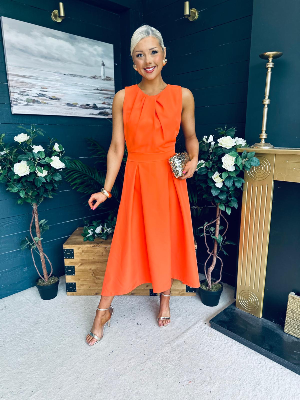 Jean Detailed Occasion Dress Orange