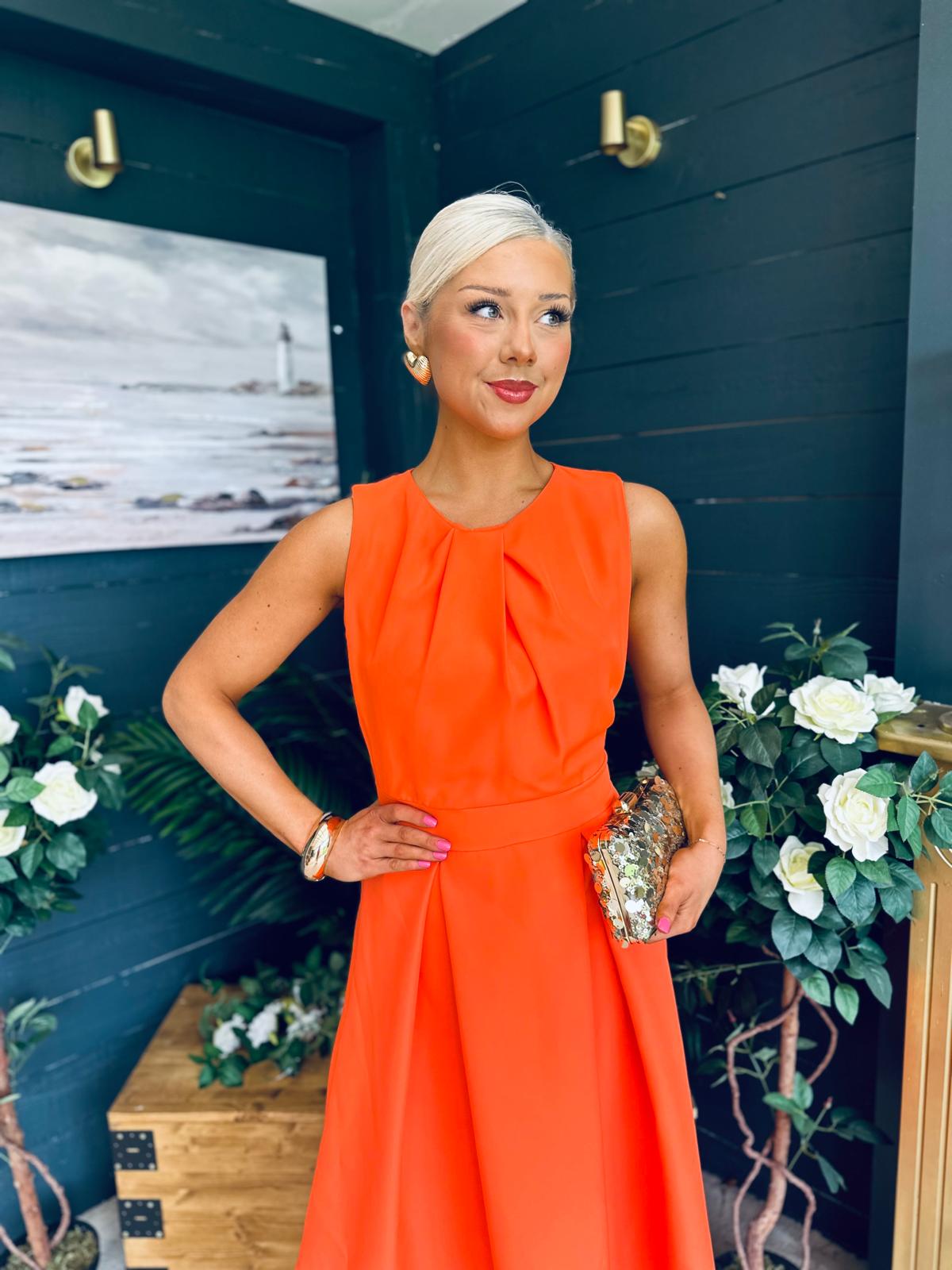 Jean Detailed Occasion Dress Orange