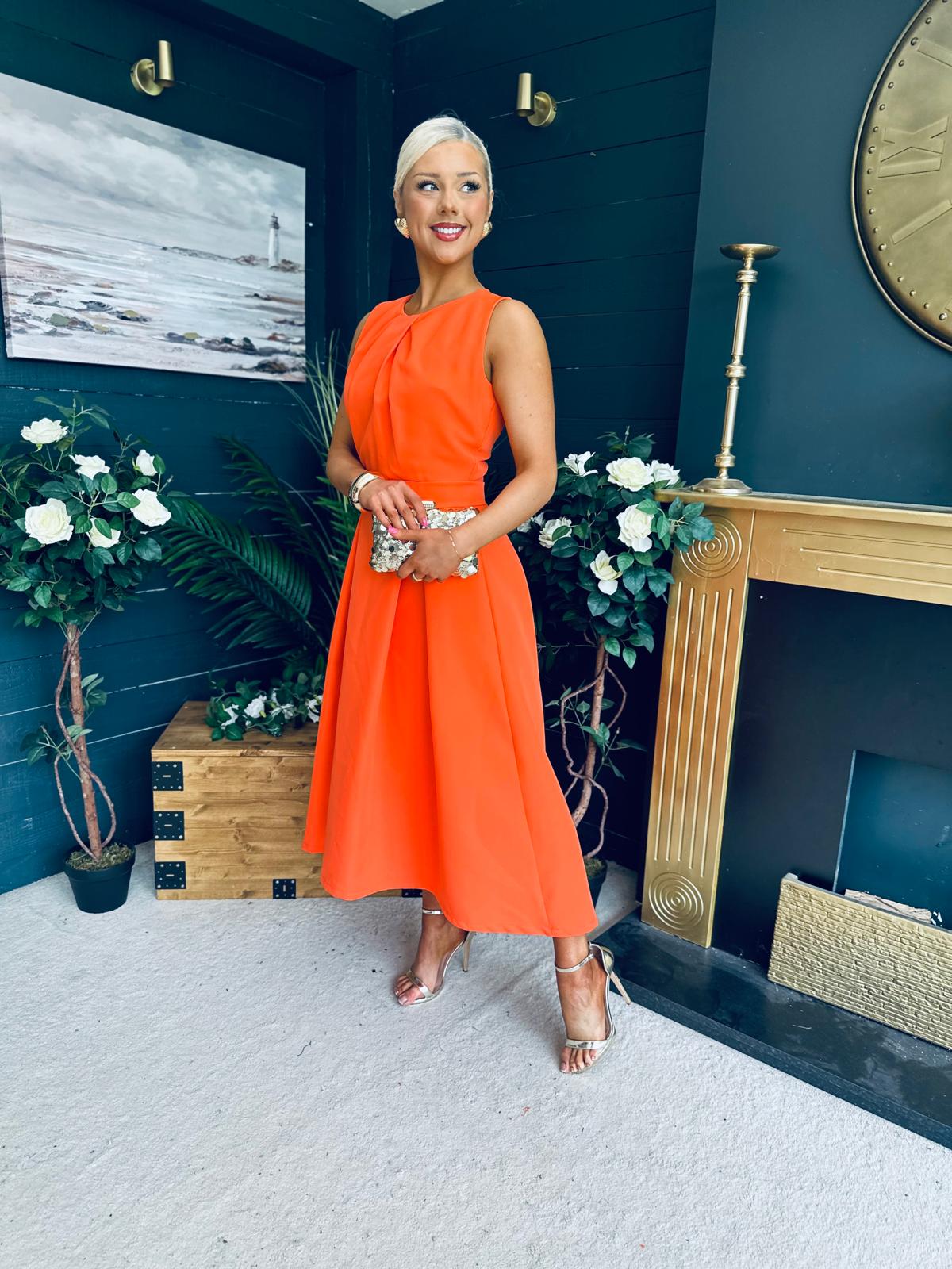 Jean Detailed Occasion Dress Orange