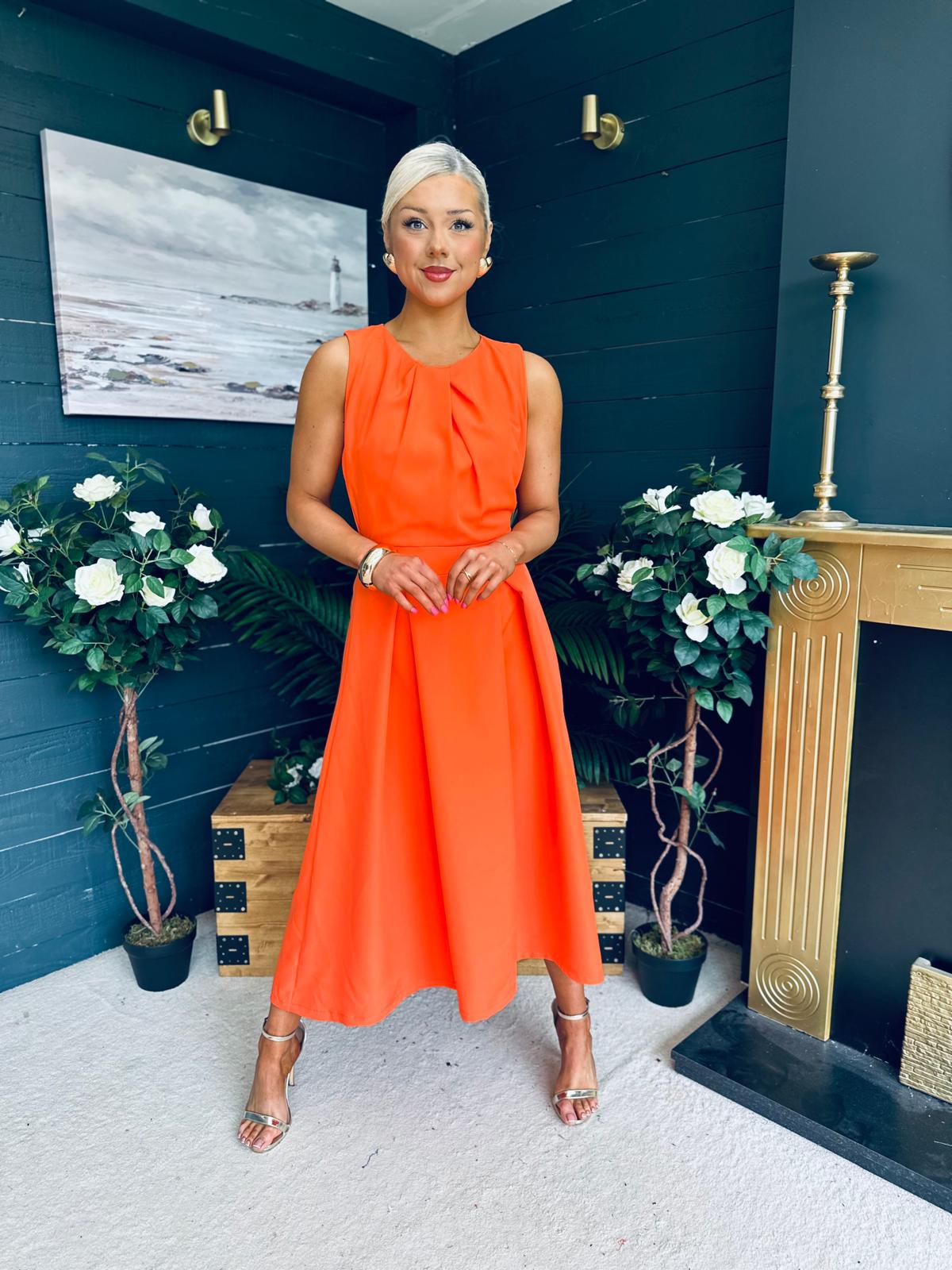 Jean Detailed Occasion Dress Orange
