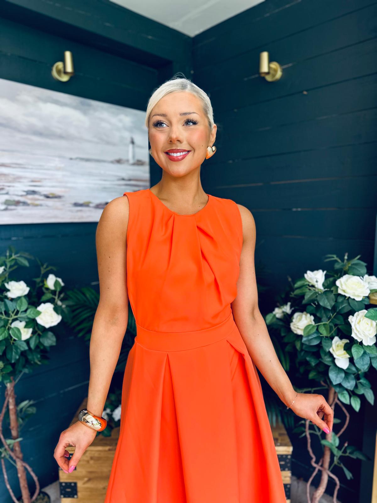 Jean Detailed Occasion Dress Orange