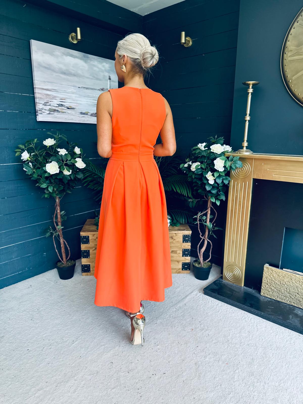 Jean Detailed Occasion Dress Orange