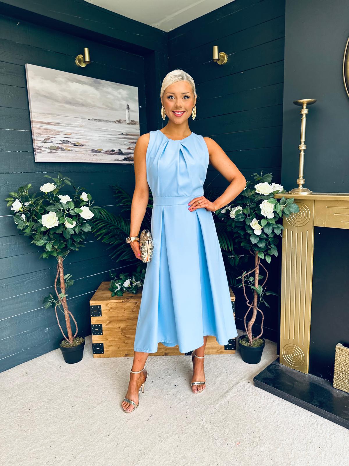 Jean Detailed Occasion Dress Pwr Blue