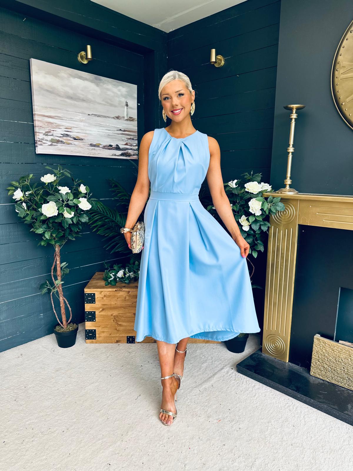 Jean Detailed Occasion Dress Pwr Blue