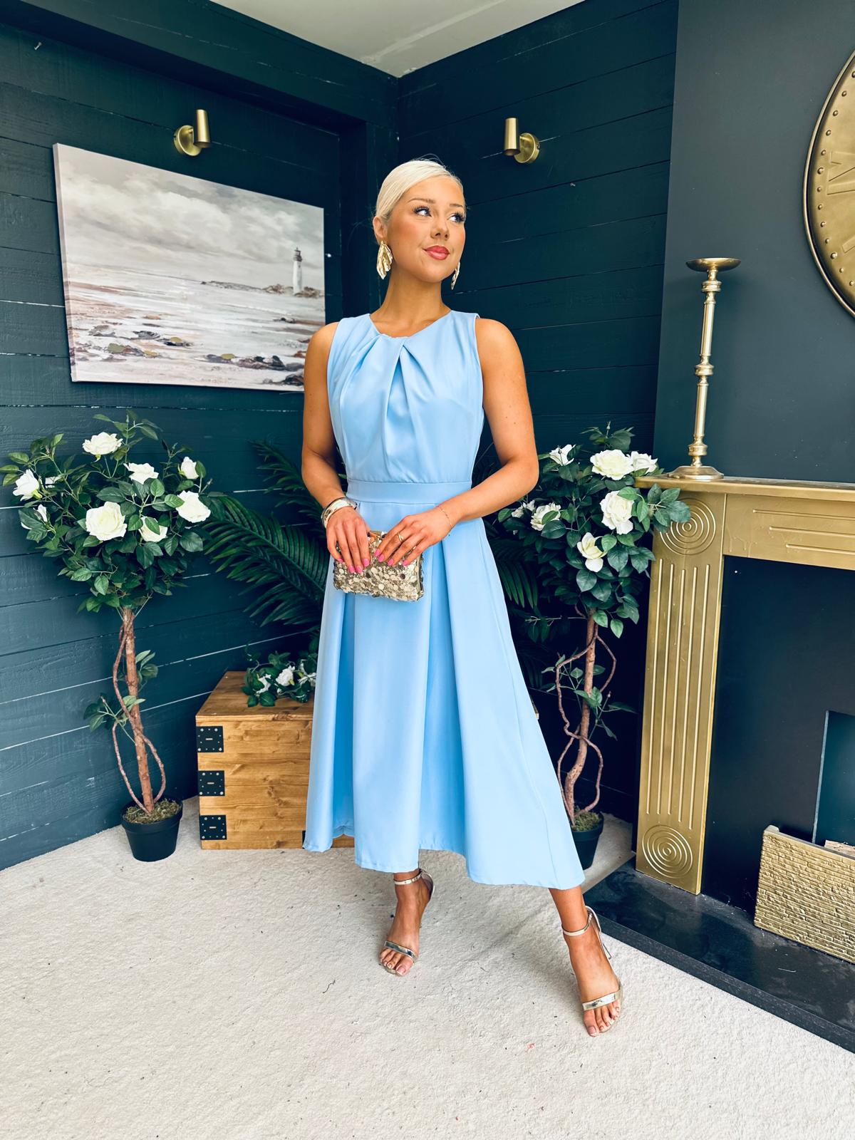 Jean Detailed Occasion Dress Pwr Blue