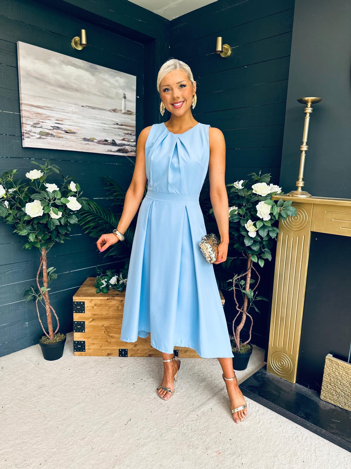 Jean Detailed Occasion Dress Pwr Blue
