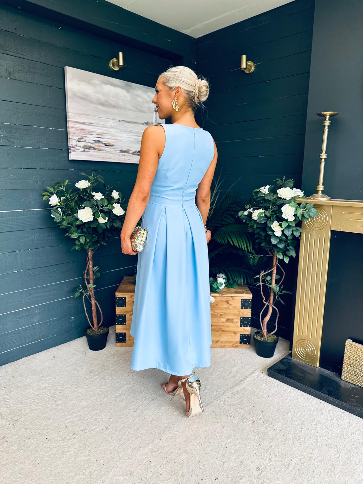 Jean Detailed Occasion Dress Pwr Blue