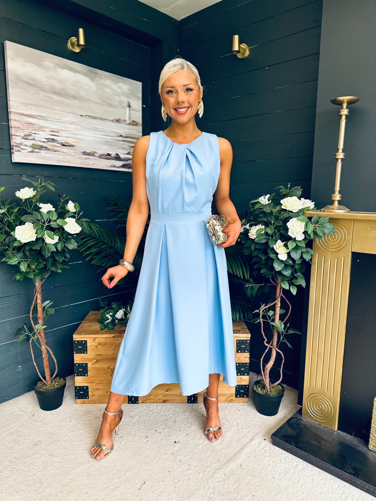 Jean Detailed Occasion Dress Pwr Blue