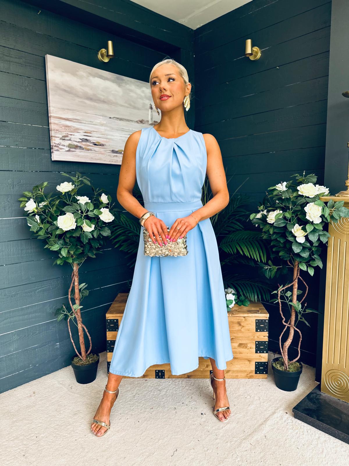 Jean Detailed Occasion Dress Pwr Blue