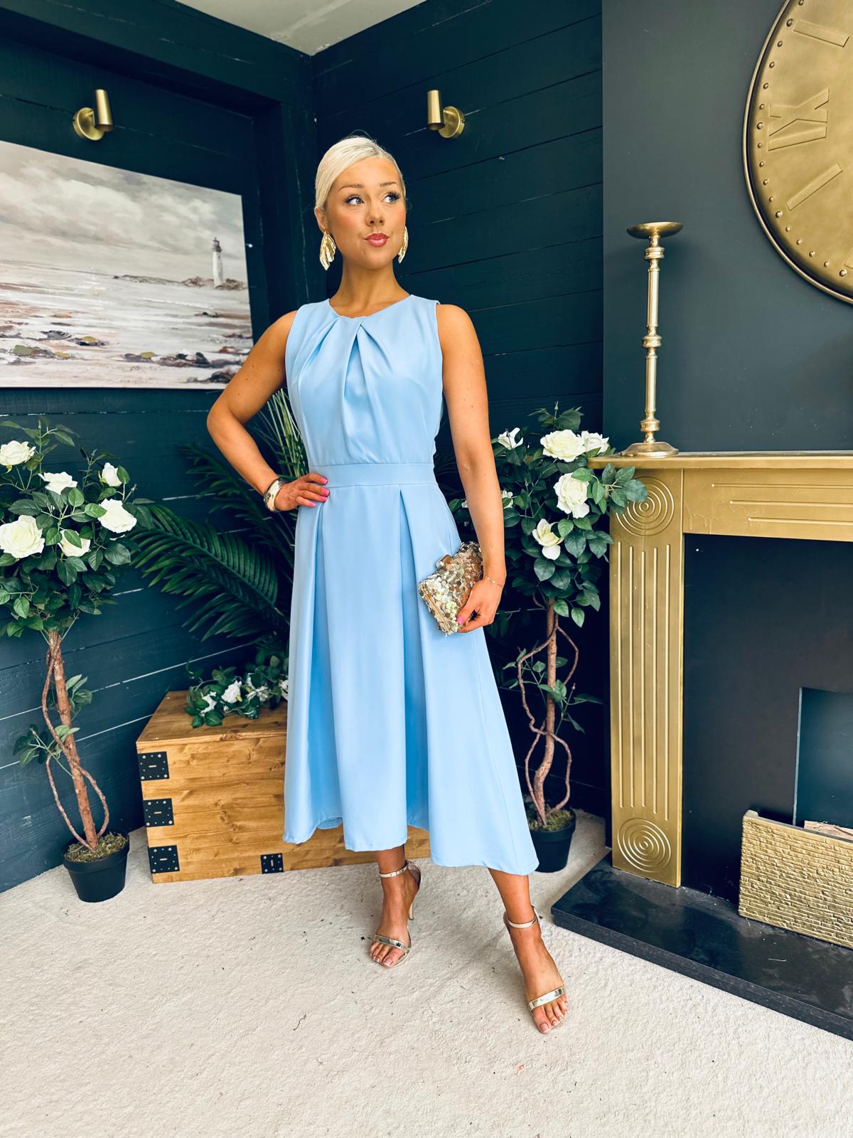 Jean Detailed Occasion Dress Pwr Blue