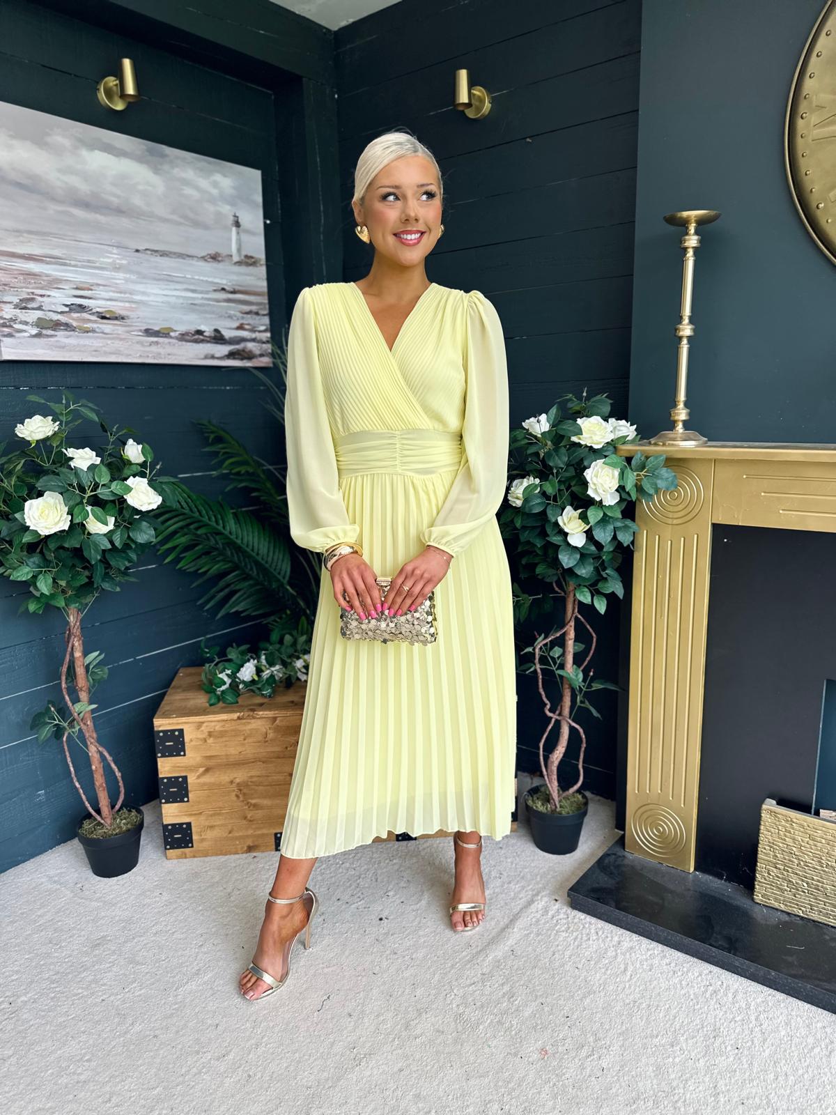 Blaire Banded Midi Dress Yellow Pre Order Arriving 10 May