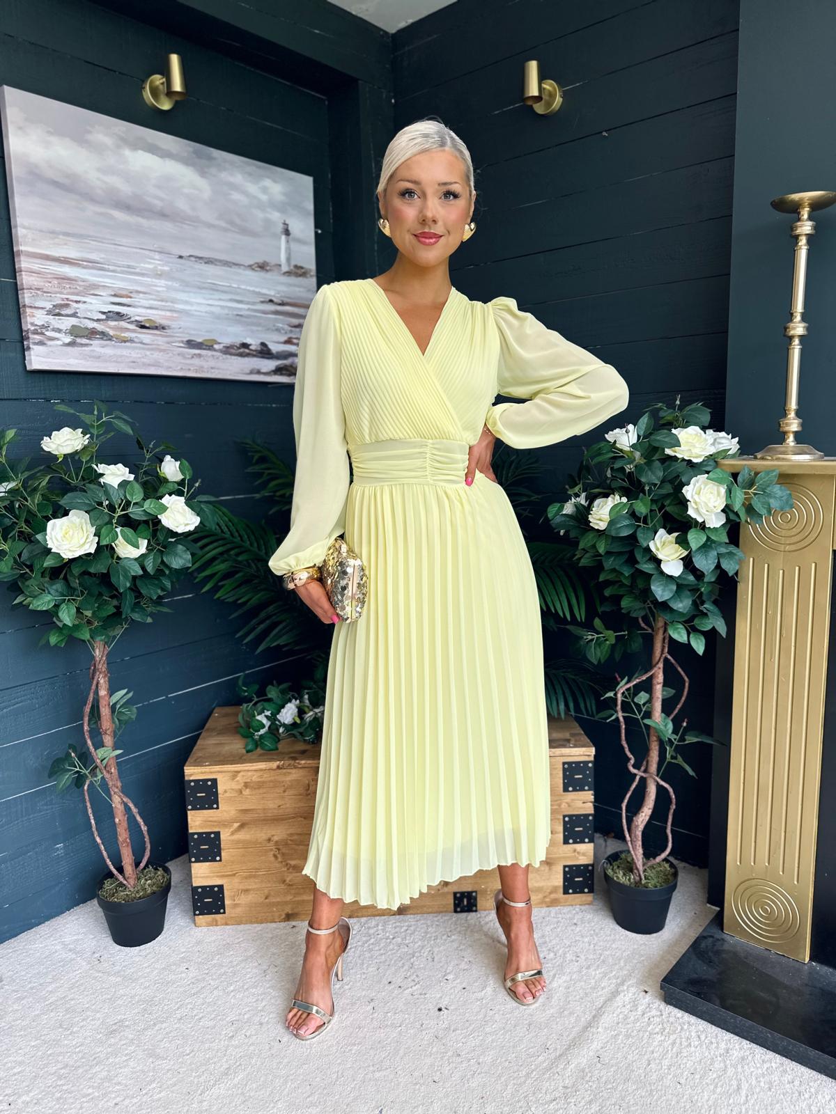 Blaire Banded Midi Dress Yellow Pre Order Arriving 10 May