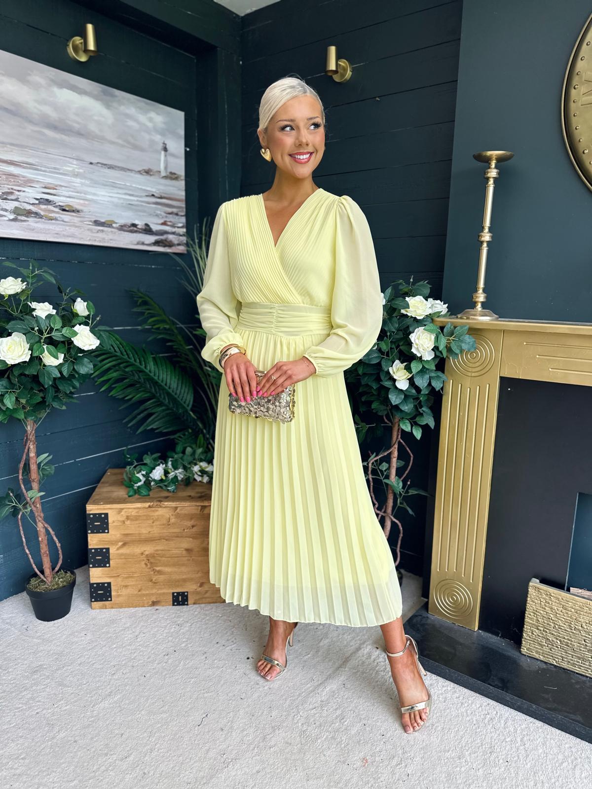 Blaire Banded Midi Dress Yellow Pre Order Arriving 10 May