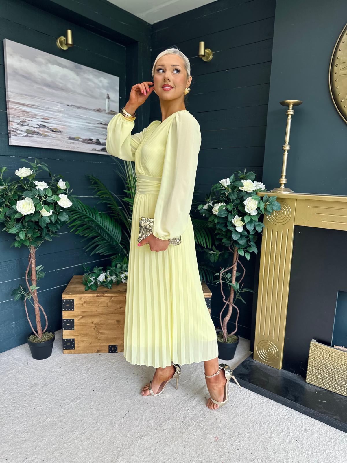 Blaire Banded Midi Dress Yellow Pre Order Arriving 10 May