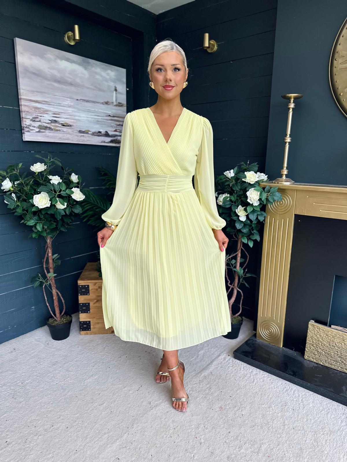 Blaire Banded Midi Dress Yellow Pre Order Arriving 10 May