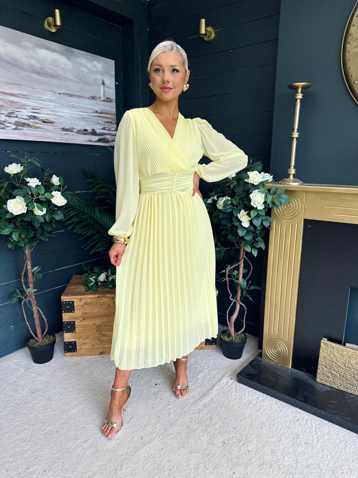 Blaire Banded Midi Dress Yellow Pre Order Arriving 10 May