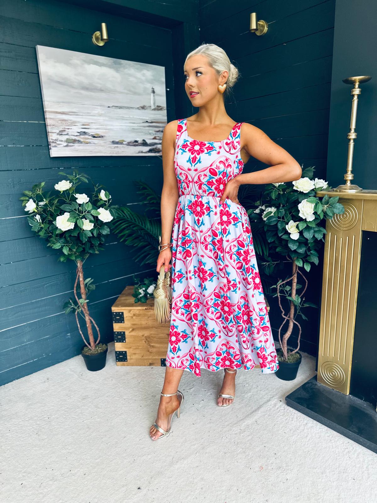 Alice Square Neck Midi Dress Pastel
