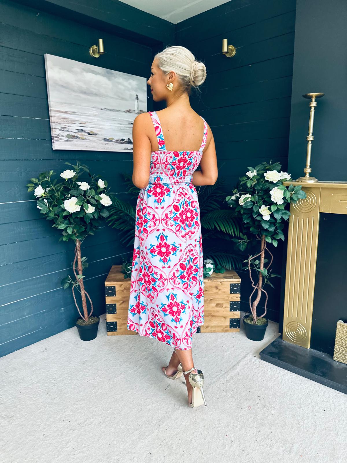 Alice Square Neck Midi Dress Pastel